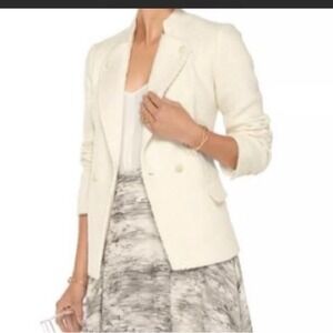 Vince Size 8 Cream Wool Blend Boucle Jack Blazer Coat